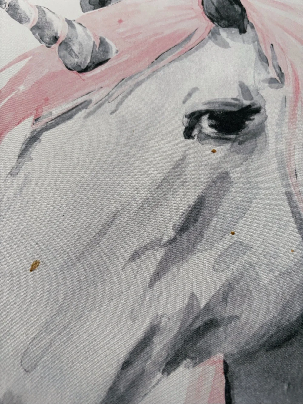 Pink Mane Unicorn Canvas Wall Art with Gold Polka Accents